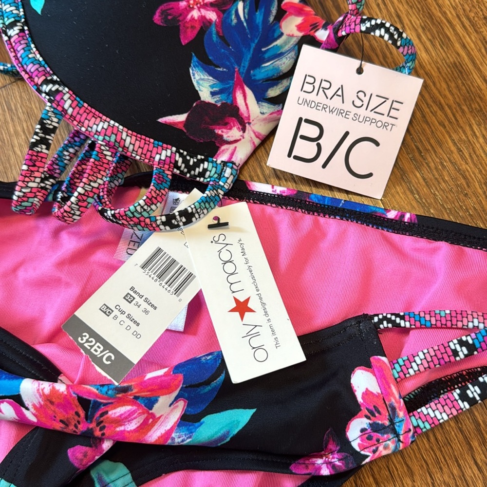 Sundazed floral black pink bikini  - M 32B/C - Picture 3 of 5